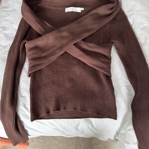 Women's Brown Ribbed Sweater